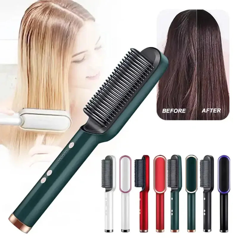 NanoSmooth - 3 in 1 Electric PTC heat - hair straightener - comb & curler for women