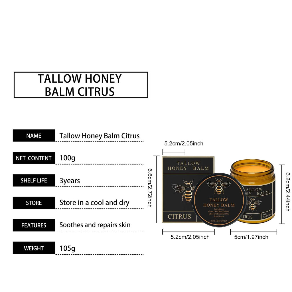 Honey & Tallow Pure Balm - Skin Hydrating - Face & Body moisturizing Lotion
