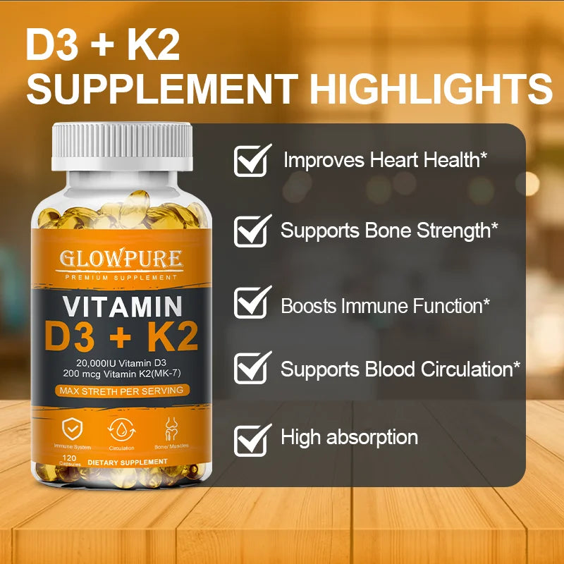 DK-VCaps Vitamin Capsules for Bones, Joint, Calcium Absorption, Cardiovascular, Immune System Daily Health Supplement