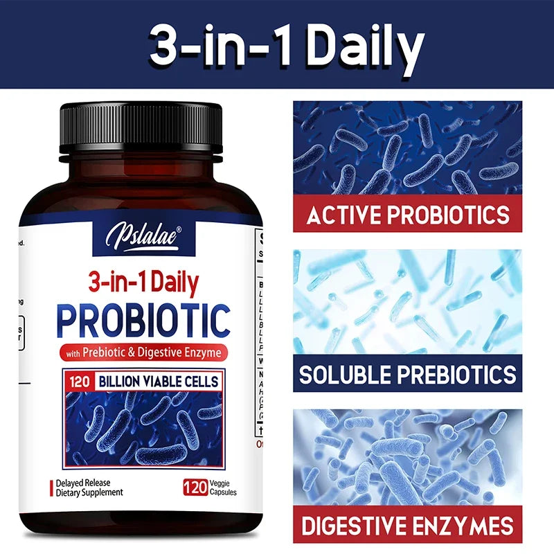 ENZBIO - Probiotics + Prebiotics + Digestive Enzymes - Promote Intestinal Flora Digestive Health Women & Men Provide Lasting Energy