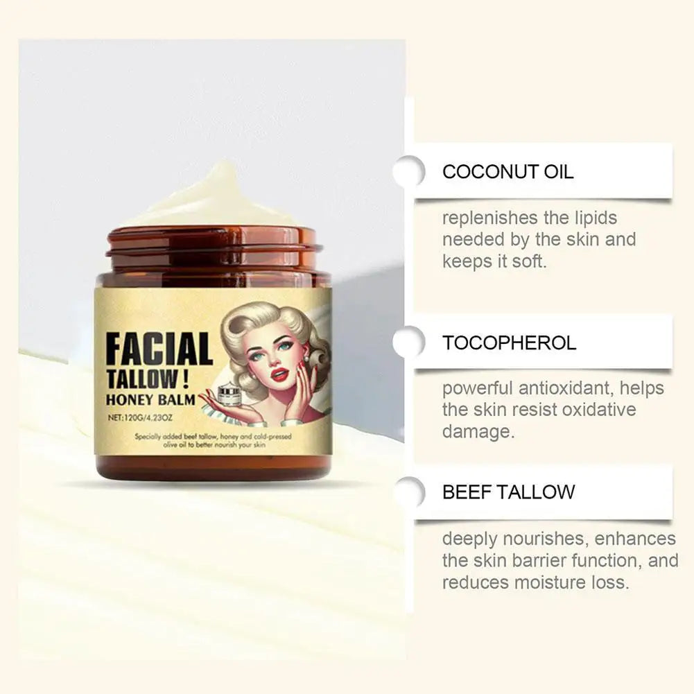 120g Grass Fed - Beef Tallow & Honey Cream - Face & Body Skin Care