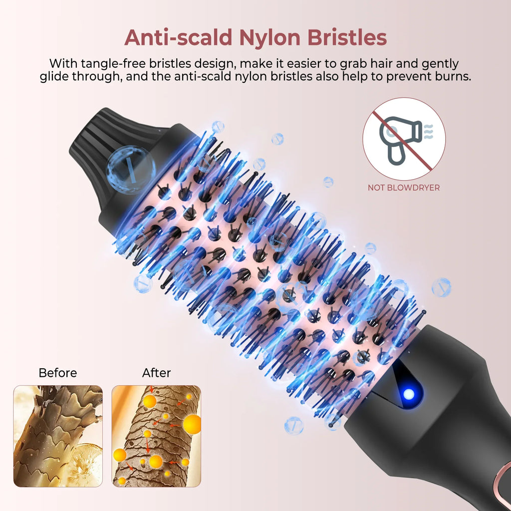 Versa-brush - 3 in 1 Ionic Hot brush - hair straightener & hair curler for women