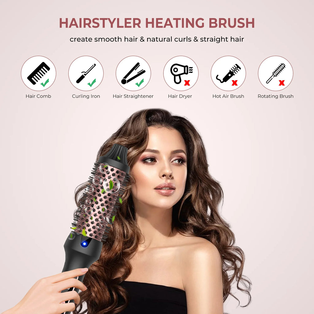 Versa-brush - 3 in 1 Ionic Hot brush - hair straightener & hair curler for women