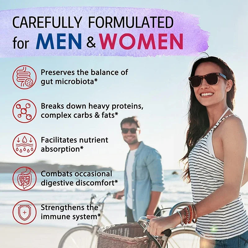 ENZBIO - Probiotics + Prebiotics + Digestive Enzymes - Promote Intestinal Flora Digestive Health Women & Men Provide Lasting Energy