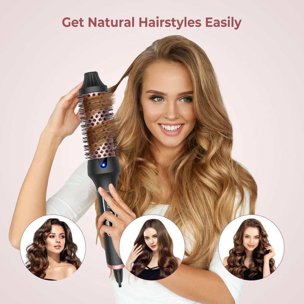 Versa-brush - 3 in 1 Ionic Hot brush - hair straightener & hair curler for women