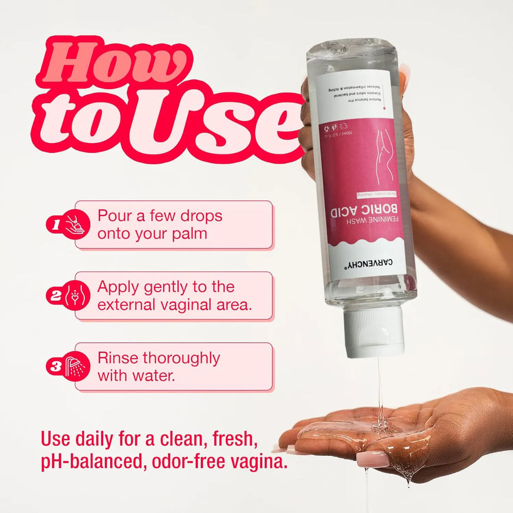 pH Balance Feminine Wash with Boric Acid - Supports Odor Control - Cleanses Discharge -