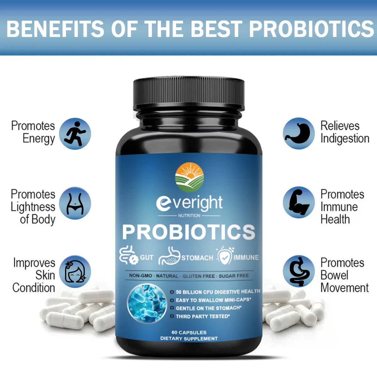 Veda-50 Probiotics - Daily Supplement for Digestive, Women's & Gut Health, Gas & Bloating Relief