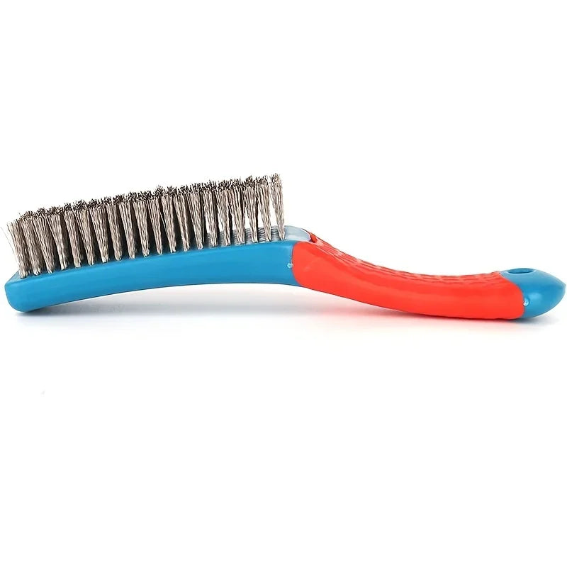 Heavy Duty Stainless Steel Wire Brush -  Comfortable Plastic Handle
