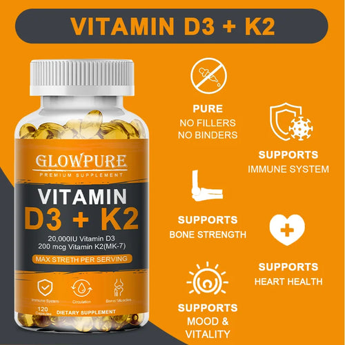 DK-VCaps Vitamin Capsules for Bones, Joint, Calcium Absorption, Cardiovascular, Immune System Daily Health Supplement