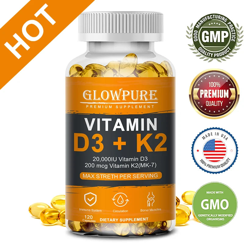DK-VCaps Vitamin Capsules for Bones, Joint, Calcium Absorption, Cardiovascular, Immune System Daily Health Supplement