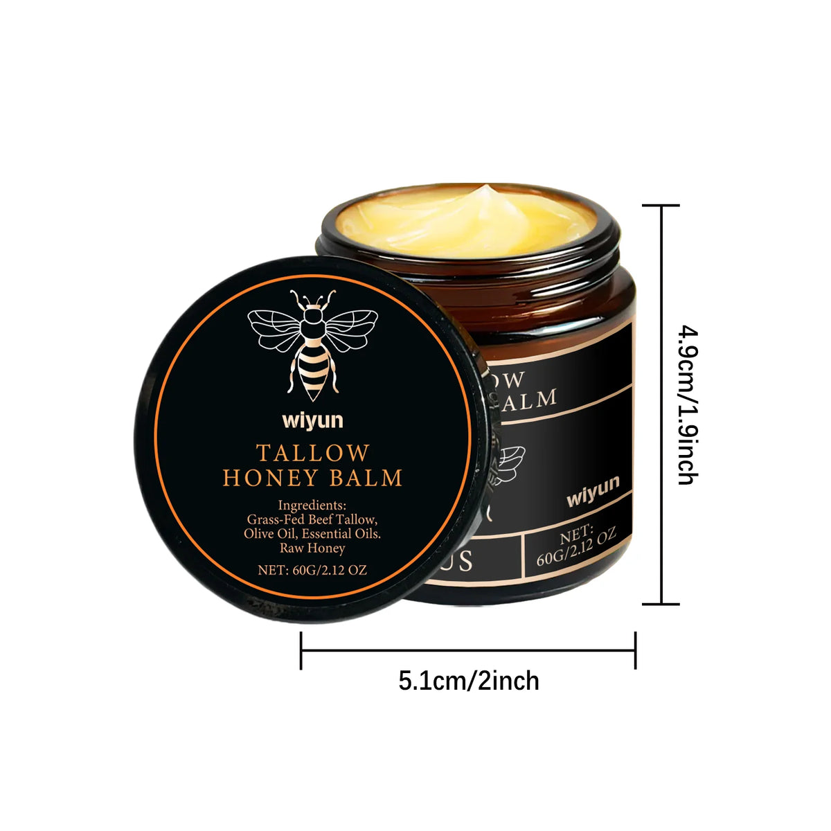 Honey & Tallow Pure Balm - Skin Hydrating - Face & Body moisturizing Lotion
