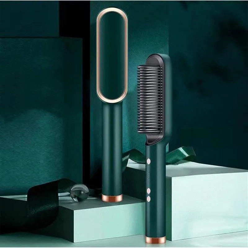 NanoSmooth - 3 in 1 Electric PTC heat - hair straightener - comb & curler for women