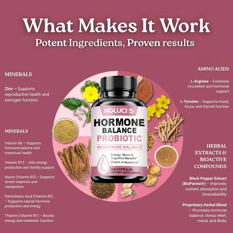 HormoBiome - Hormone Balance Probiotic, Supports Menopause Balance, Relieves Fatigue, Mood Swings, Improve Digestion & Metabolism