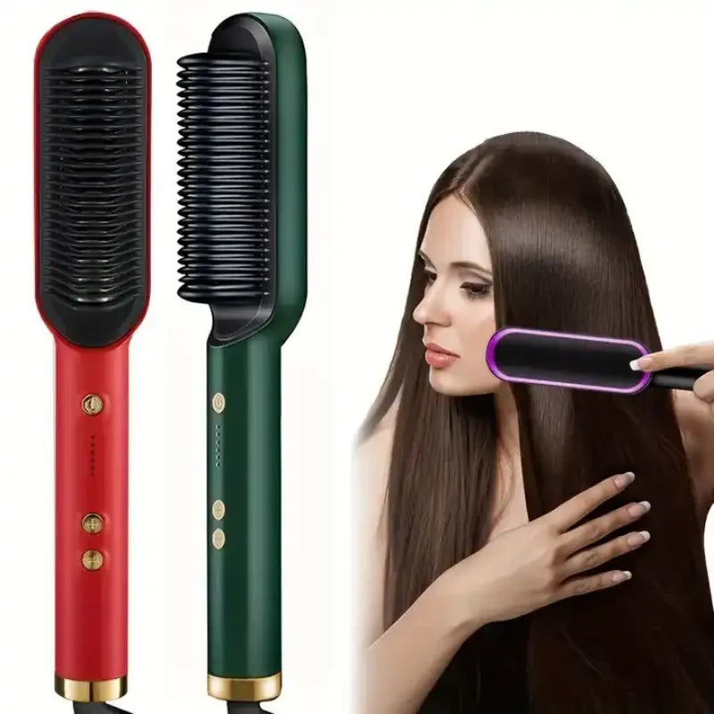 NanoSmooth - 3 in 1 Electric PTC heat - hair straightener - comb & curler for women